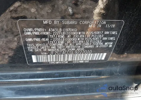 2020 Subaru Crosstrek Premium из США, поврежденный, VIN JF2GTACC0L9222010